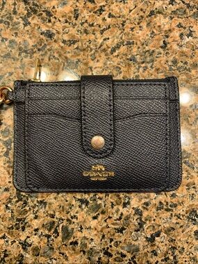 COACH Navy Zip Card Case / Wallet